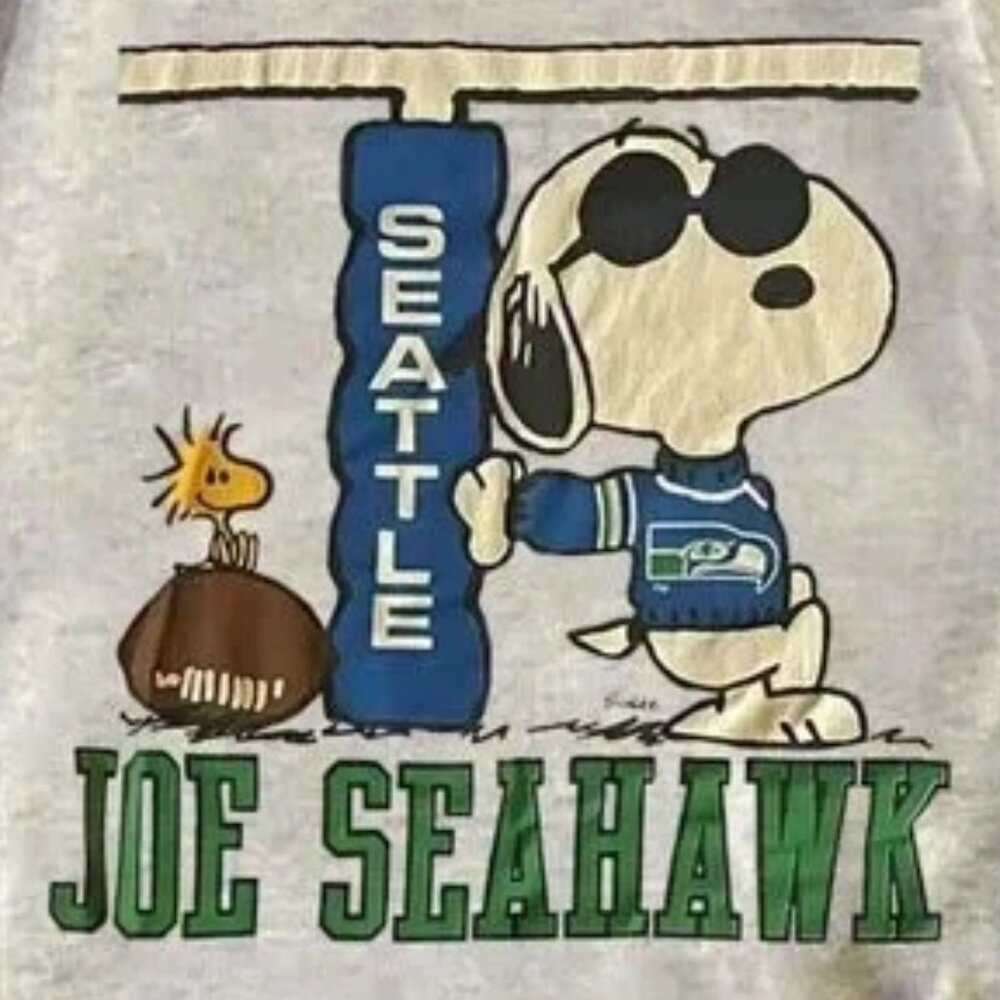 Seattle Seahawks Joe Cool cartoon NFL crewneck sweatshirt - Picture 2 of 5
